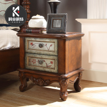  American bedside table Bedside cabinet Retro two-bucket cabinet locker American country solid wood small cabinet Bedroom storage cabinet