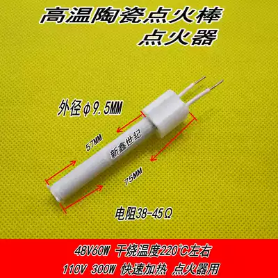 MCH high temperature ceramic igniter Alumina ceramic heater Porcelain heating rod phi 9 5MM*75MM48V110V