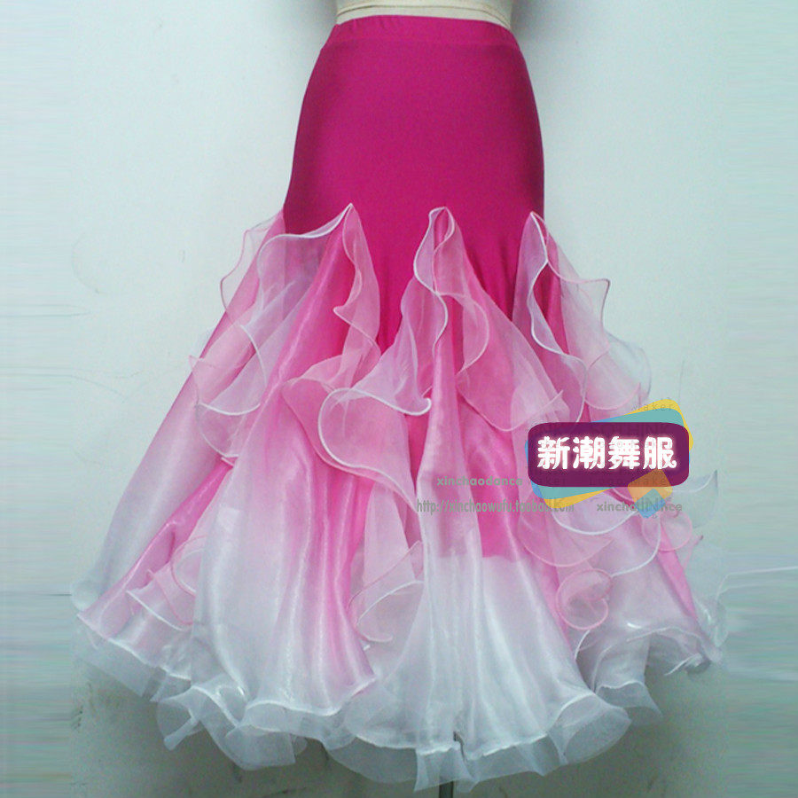 New modern dance suit Square dance Ballroom dance Social dance National standard dance skirt Dance dress big swing bottoms D33