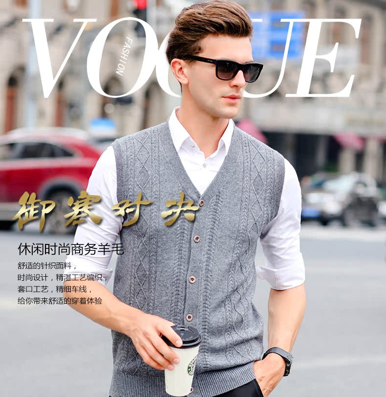 Vàng Hoa Cúc Trung Niên của Nam Giới Dệt Kim Vest Mùa Xuân và Mùa Thu Daddy Fur vest Nam của Cũ Vest Cardigan