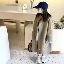 South Korean high-end childrens clothing childrens double face cashmere girls 100% All wool Korean version CUHK Fairy Coats