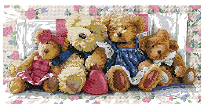 Five Crowns Small House Cross Stitch DMC Kit - Bear Family Classic Warm