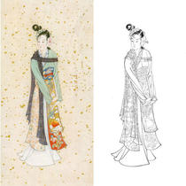 Gongbi painting white sketch background draft Traditional character lady physical white paper print draft Hu Yifo-HY29