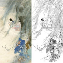 Gongbi painting white sketch background draft Traditional character lady physical white paper print draft Hu Yifo-HY07