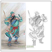 Meticulous painting line drawing draft in Wen Pu Guan Gong character physical white paper hook line printing draft size optional-WP23