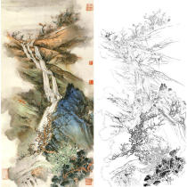 Gongbi painting white sketch background draft Vertical landscape physical white paper print draft Hu Yifo-HY45