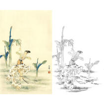 Gongbi painting white sketch background draft Traditional character lady physical white paper print draft Hu Yifo-HY06