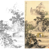 Gongbi painting white sketch background vertical landscape plum and animal husbandry physical white paper 66*128 with color map 606T