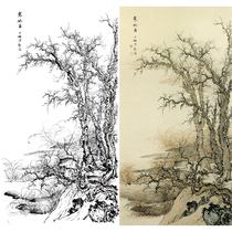  Gongbi painting white sketch background draft Vertical landscape Chen Shaomei physical white paper print draft 66*121 with color map 604T