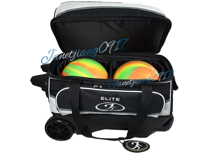 CHÚNG TÔI ELITE Elite 1680 Xe Đẩy Tiêu Chuẩn Đúp Túi Bóng Đôi Túi Bóng Bowling Bag ~ Bạc Đen giày chơi bowling