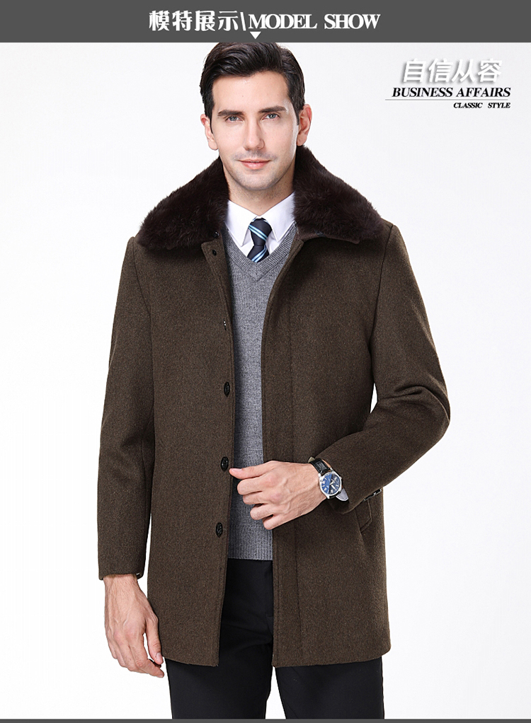 Playboy cashmere áo khoác nam trung niên cộng với nhung dày dài áo len rộng kích thước bố áo khoác nỉ nam