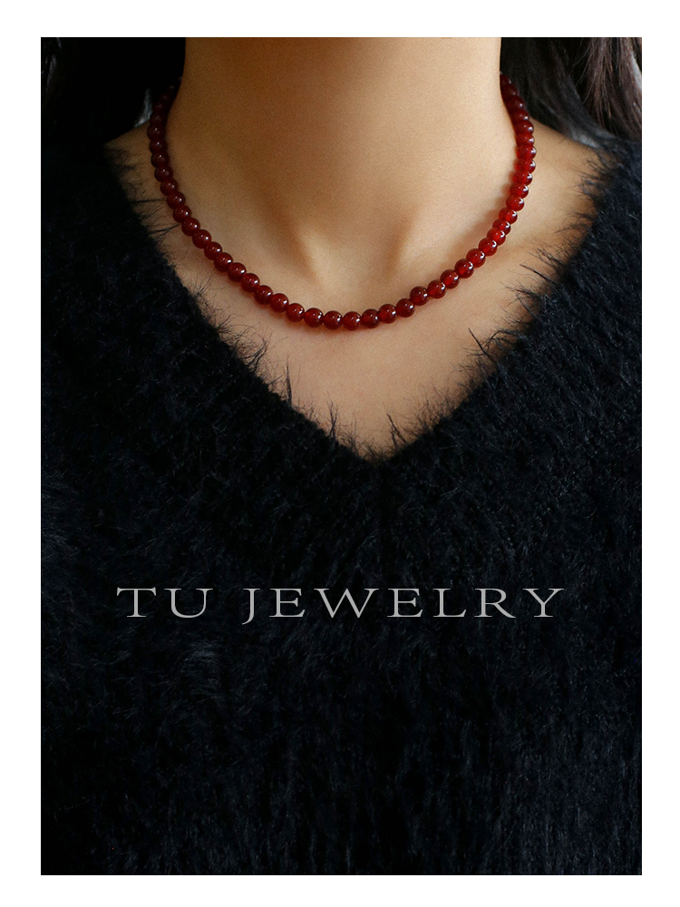 JEWELRY紅瑪瑙女小眾手工串珠