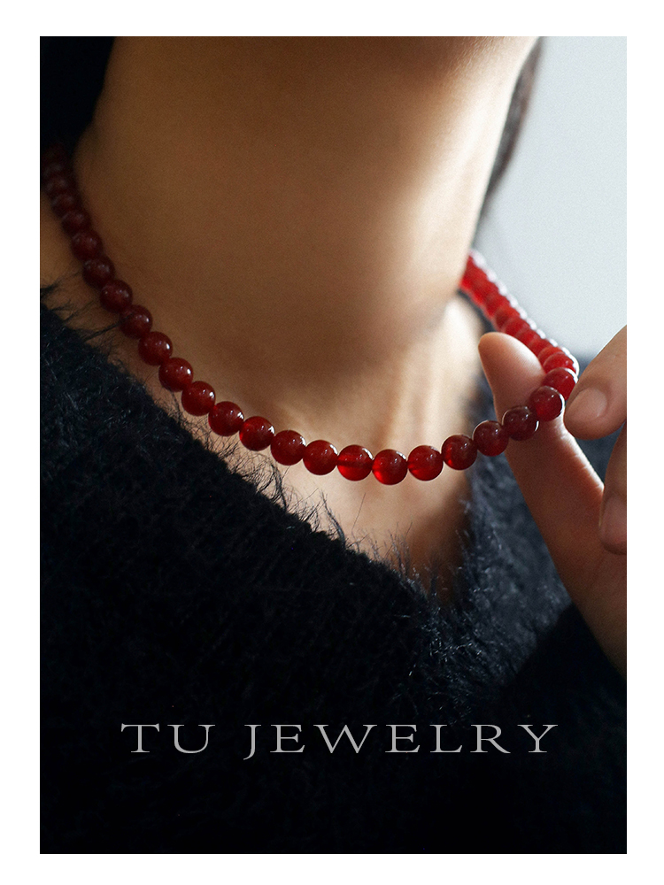 JEWELRY紅瑪瑙女小眾手工串珠