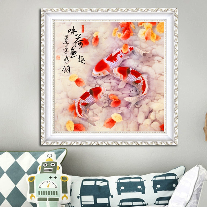 kim cương 5d có đầy đủ cá mỗi năm có hơn một thêu kim cương dán gạch khâu 2018 phòng khách mới phòng ngủ nhà hàng đơn giản - Công cụ & phụ kiện Cross-stitch tranh thêu chữ thập bình hoa