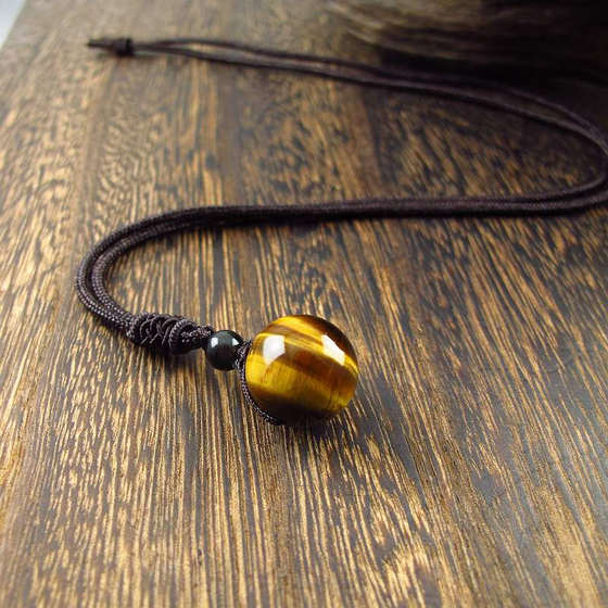 Natural yellow tiger eye stone single bead pendant for men and women in the year of birth, safety amulet for men and women, red and blue tiger clear stone necklace, clavicle chain