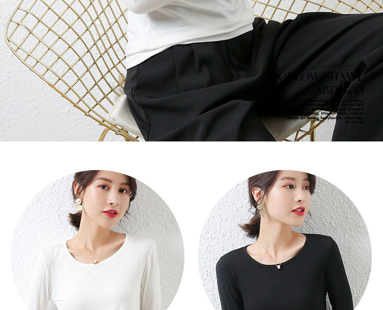 NS 纯棉春秋莫代尔薄款纯色长袖T恤 图3