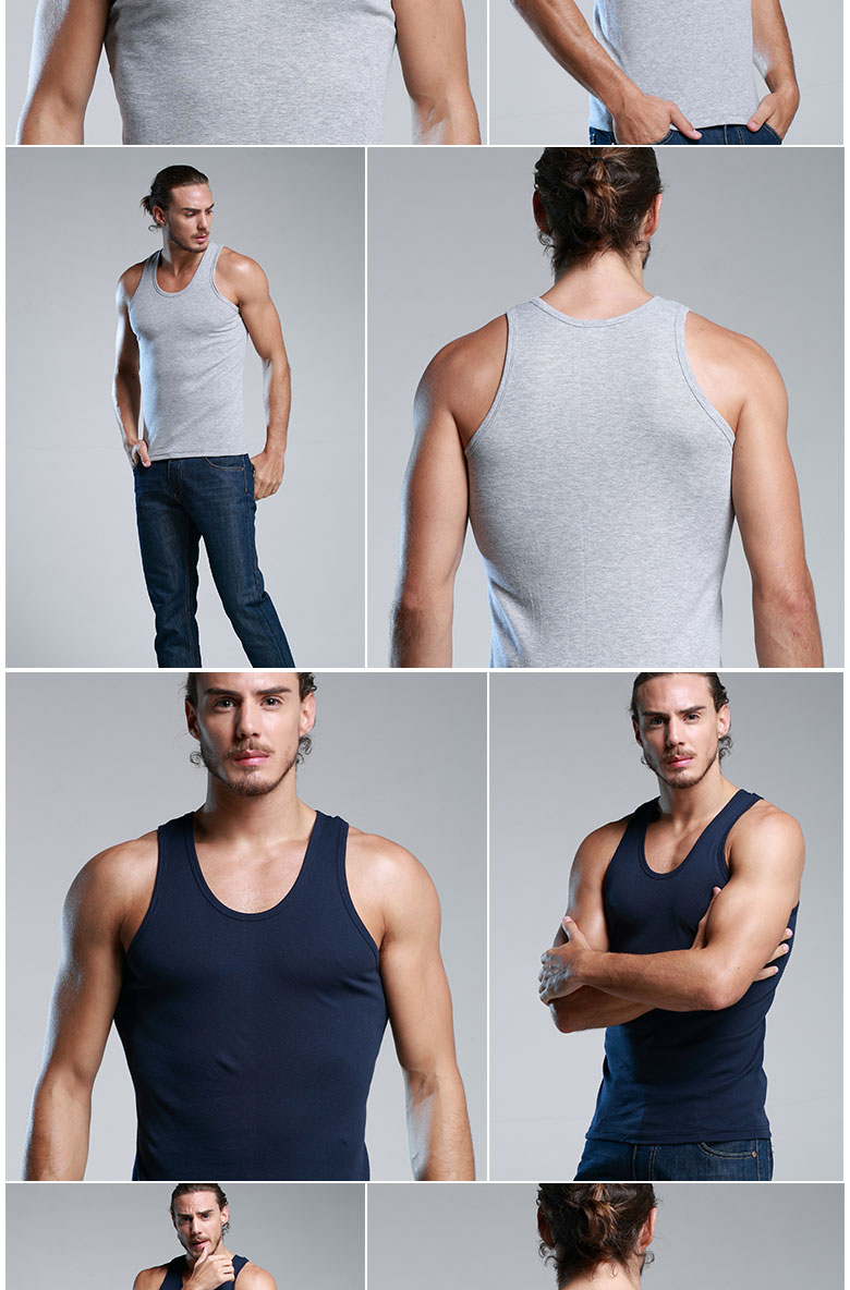 Vest nam vest không tay t-shirt triều mùa hè thể thao cotton thoáng khí tập thể dục vai rộng rào cản lỏng phần mỏng thanh niên