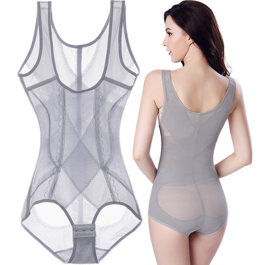日本夏季薄款翘臀塑身连体内衣女收腹束腰托胸收副乳美体塑形神器