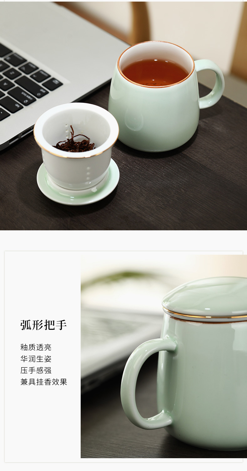 Tea separation home drinking a cup of Tea cup with cover office filtration flower Tea custom ceramic keller