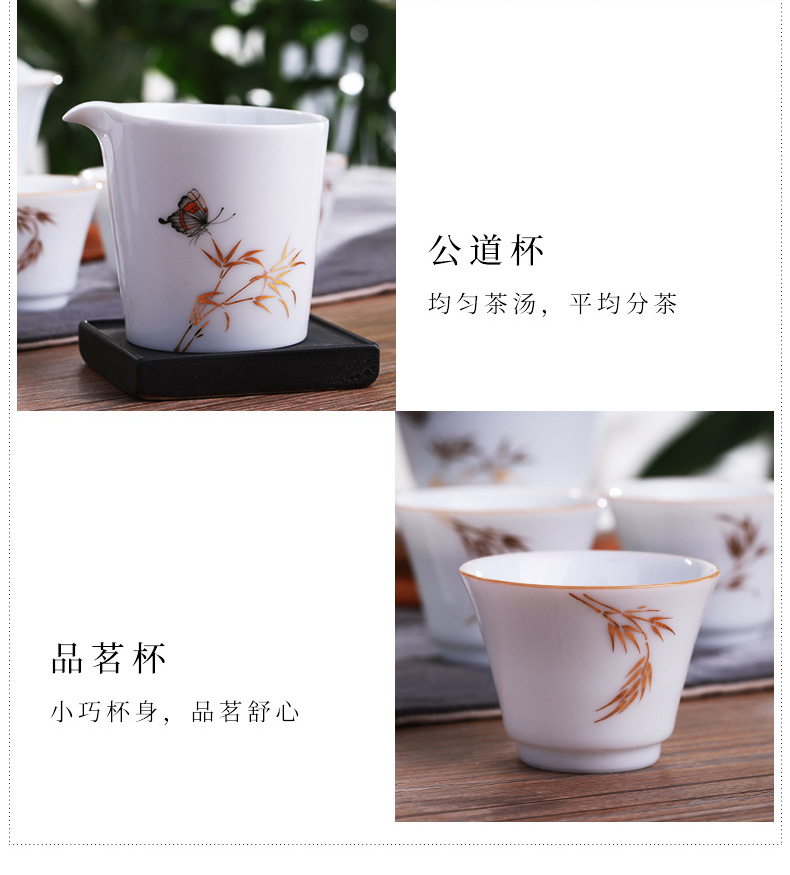 Jingdezhen hand - made ceramic kung fu tea set suit household tureen master cup sample tea cup tea set a complete set of gift boxes