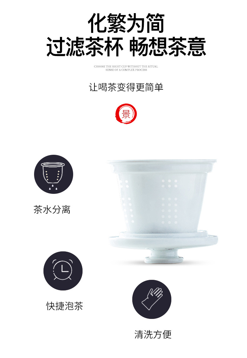 Jingdezhen porcelain teacup hand - made porcelain ceramic filter cup large tea cup with a cover version of a cup of tea