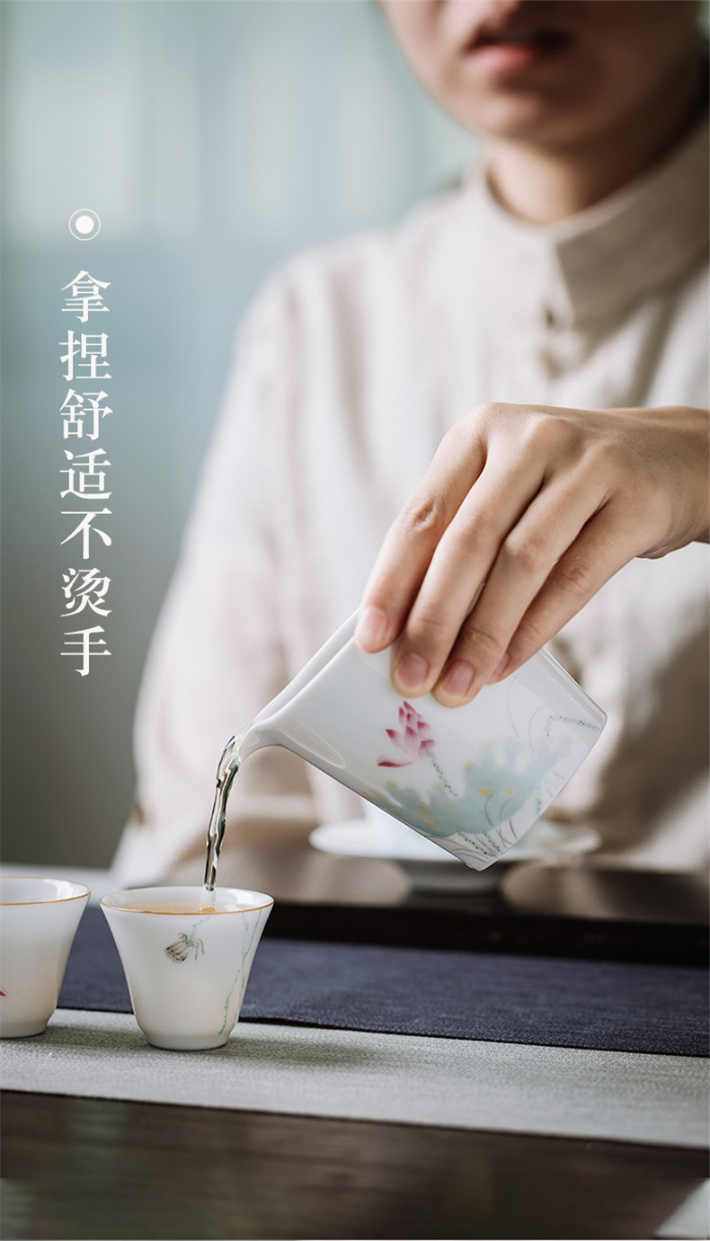 White porcelain fair points tea device against the hot cup of pure hand - made teacup a single large capacity of jingdezhen kung fu tea accessories
