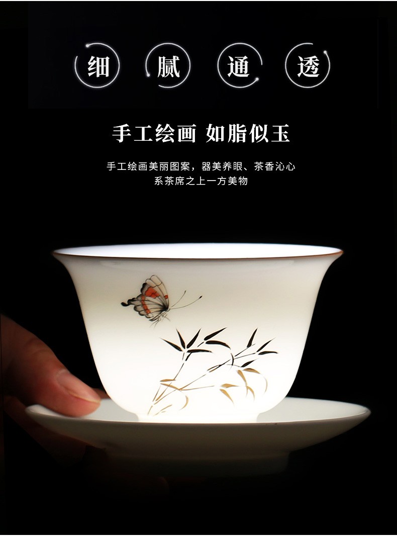 Jingdezhen hand - made ceramic kung fu tea set suit household tureen master cup sample tea cup tea set a complete set of gift boxes