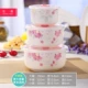Gốm tươi bát ba bát cơm gia đình sinh viên mì ăn liền bát lớn hộp ăn trưa hộp cơm trưa tủ lạnh lò vi sóng tươi - Hộp cơm điện sưởi ấm nồi hâm cơm