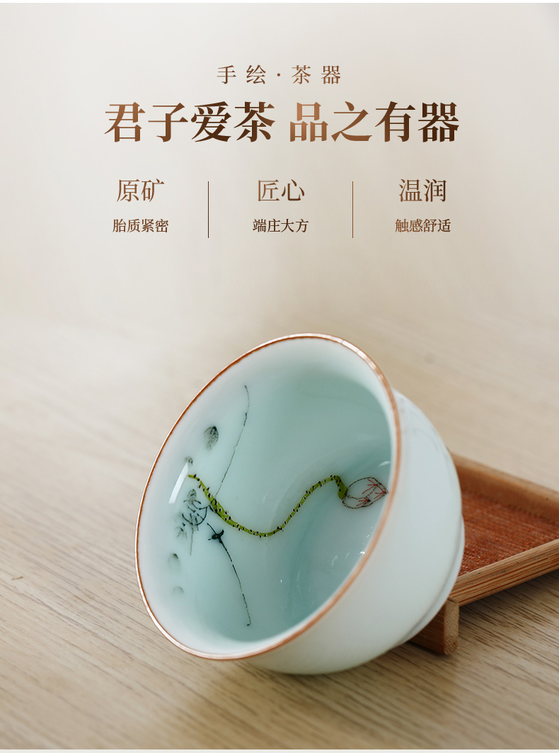 Kung fu ceramic cups hand - made creative sample tea cup tea set master cup small single cup bowl of jingdezhen