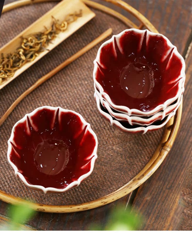 Undressed ore ruby red glaze jingdezhen ceramic cups kung fu tea tea, pure manual single cup sample tea cup master CPU