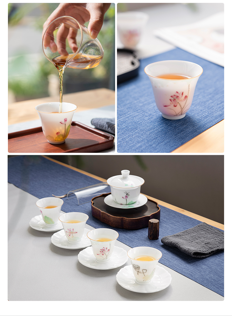 Jingdezhen ceramic kung fu tea set hand - made pastel noggin thin foetus masters cup cup woman pure checking sample tea cup