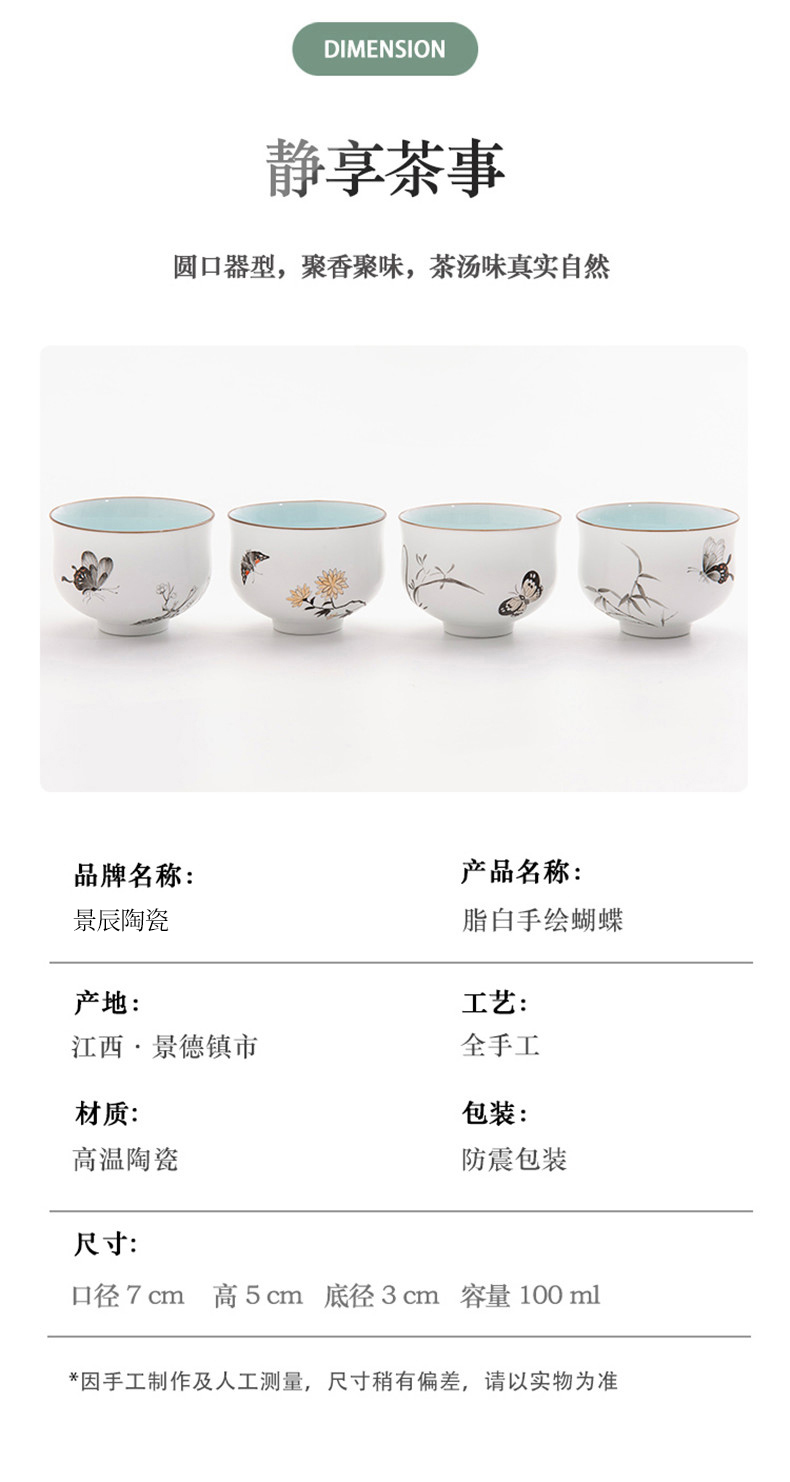 Manual sample tea cup jingdezhen ceramic cups kung fu tea set hand - made pastel master cup by patterns of small single CPU