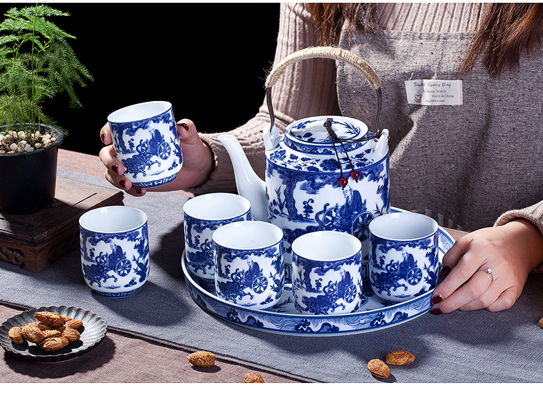 Jingdezhen ceramic teapot cool household girder kettle pot teapot high - capacity old large cold suit kettle
