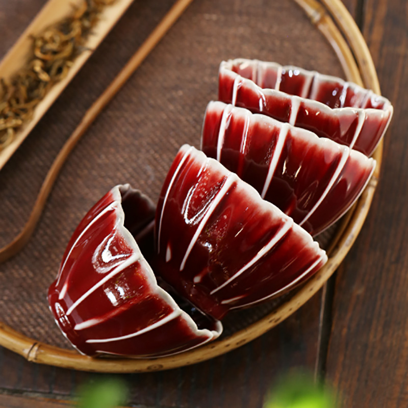 Undressed ore ruby red glaze jingdezhen ceramic cups kung fu tea tea, pure manual single cup sample tea cup master CPU