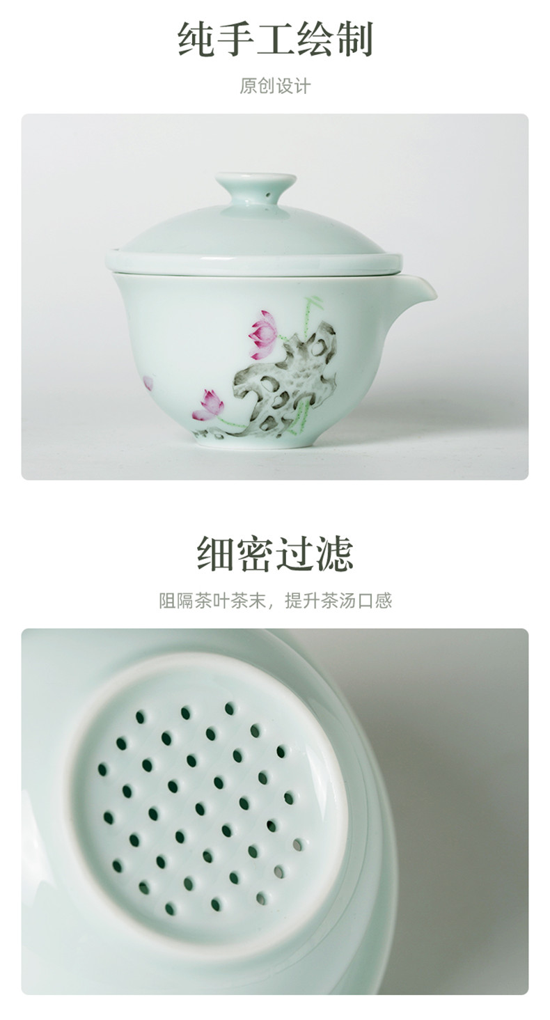 Jingdezhen single tourism kung fu tea sets, small portable is suing travel pure hand - made crack cup a pot of two cup