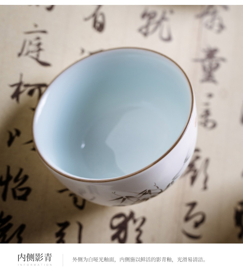 JingChen hand - made teacup sample tea cup of jingdezhen ceramic celadon small single master kung fu tea powder enamel cup cup