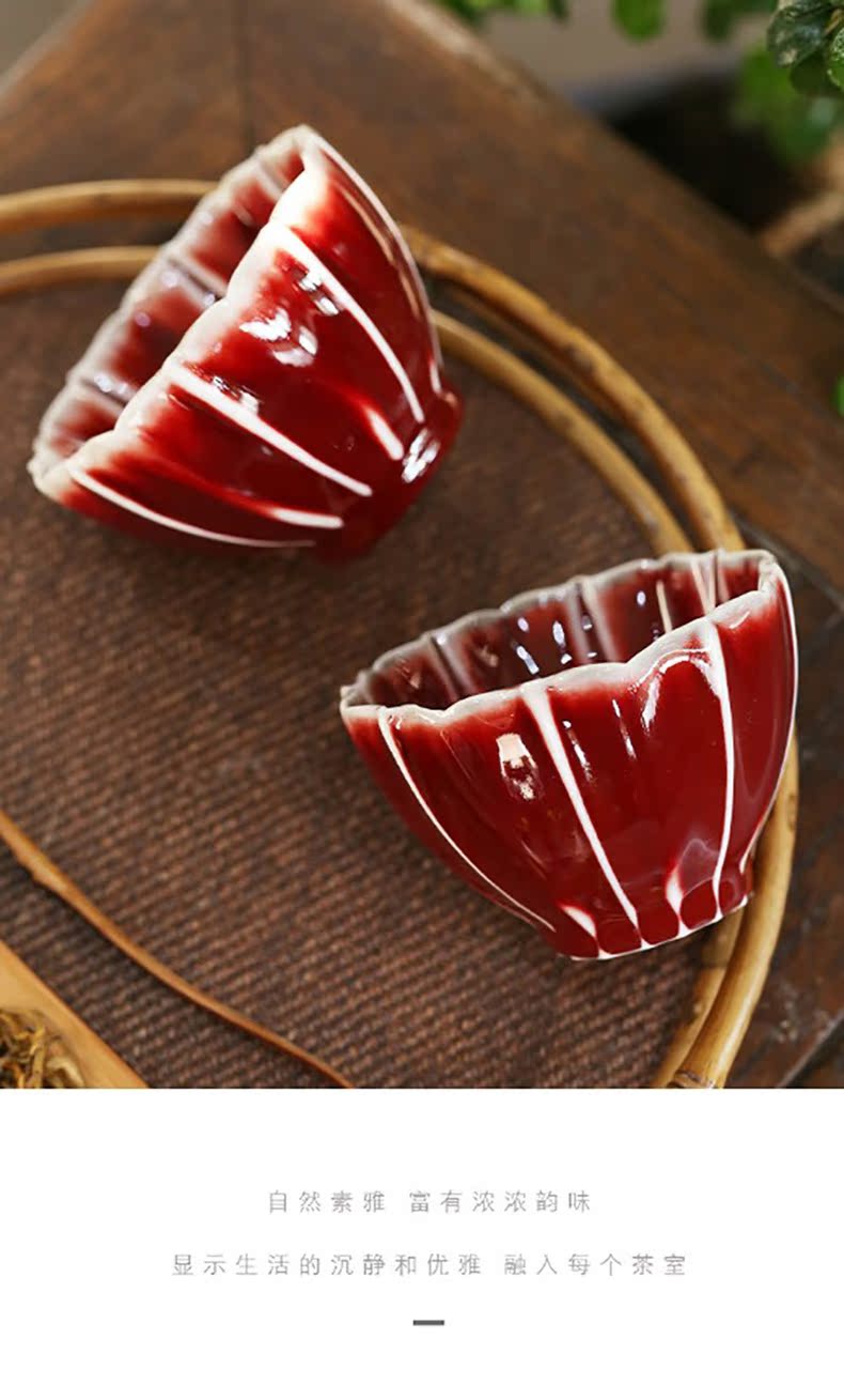 Undressed ore ruby red glaze jingdezhen ceramic cups kung fu tea tea, pure manual single cup sample tea cup master CPU