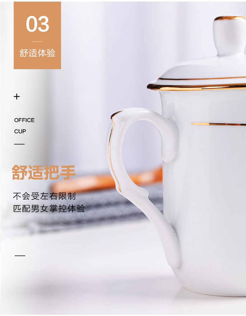 Jingdezhen hand - made paint cup high - capacity office cup custom home with cover glass ceramic cups of tea cup
