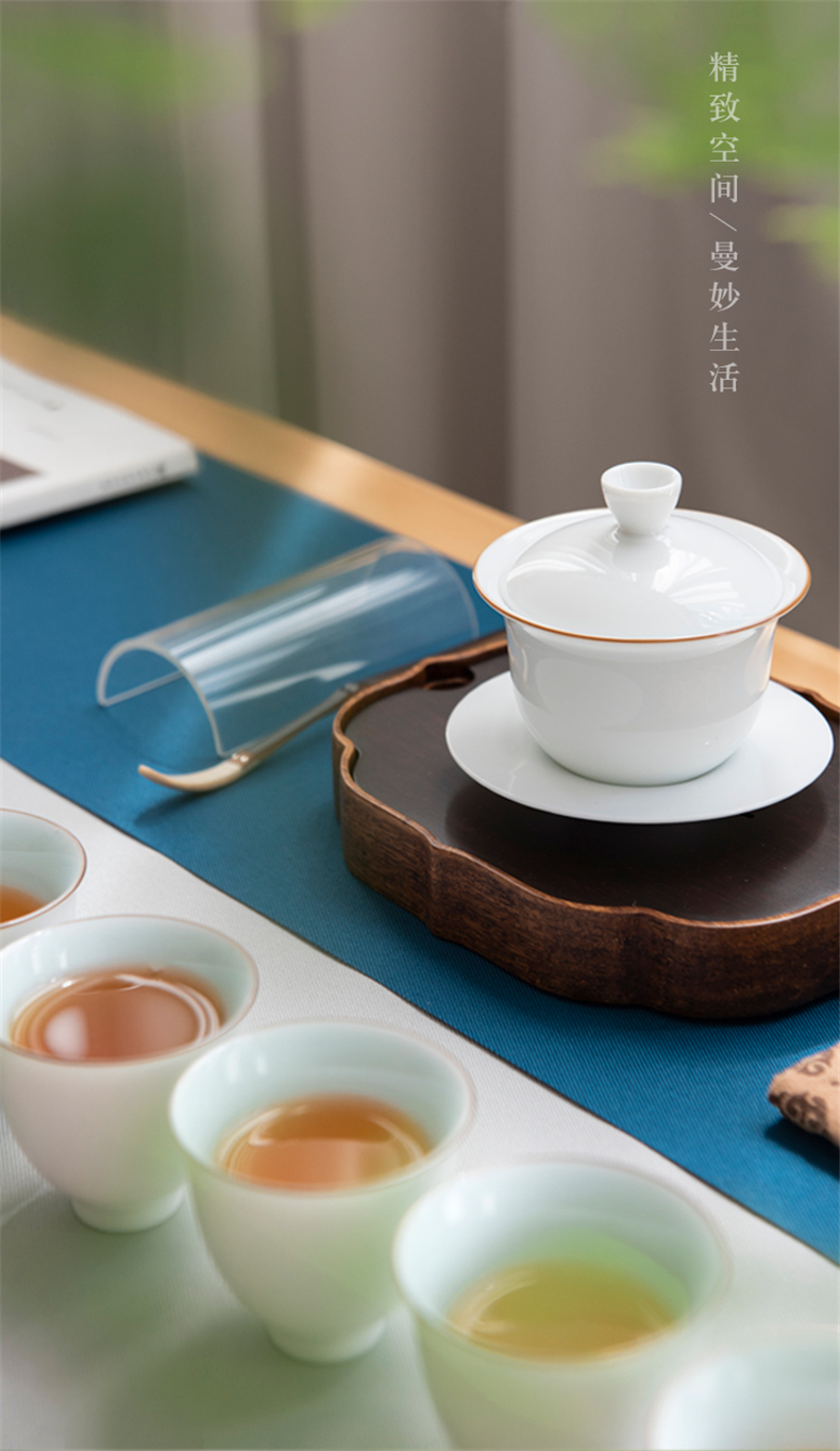 Jingdezhen ceramic tea set them only three tureen tea cups thin body single bucket tea tea is not a hot sweet white bowl