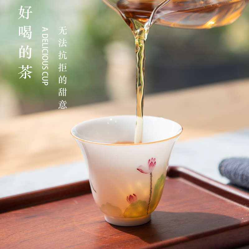 Jingdezhen ceramic kung fu tea set hand - made pastel noggin thin foetus masters cup cup woman pure checking sample tea cup