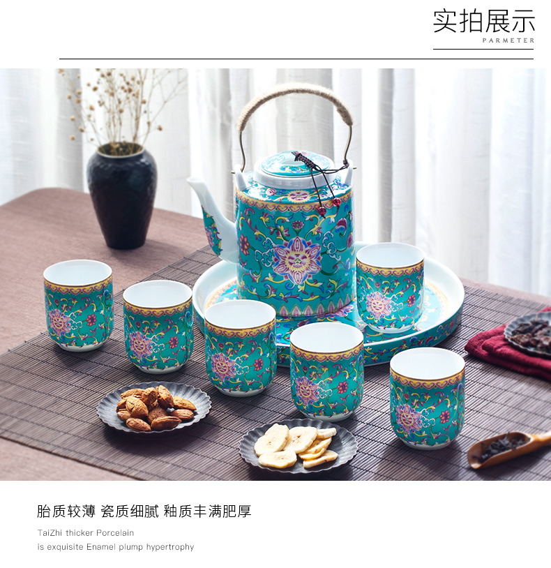 Cool ceramic kettle pot set home old archaize high - temperature large capacity of the teapot colored enamel kettle