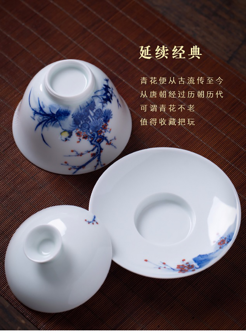 Blue and white sample tea cup white porcelain hand - made ceramic cups masters cup kung fu tea set by patterns single cup by hand