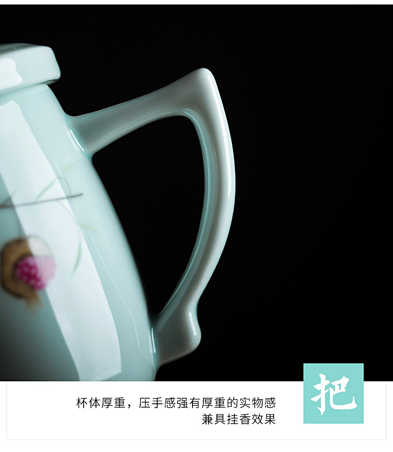 Jingdezhen ceramic filter cups with cover tea cup hand - made office cup tea separation with personal cup