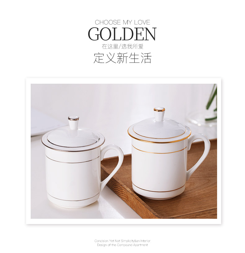 Jingdezhen ceramic cups with cover boss high - end office and meeting business single only see ipads porcelain cup can be customized