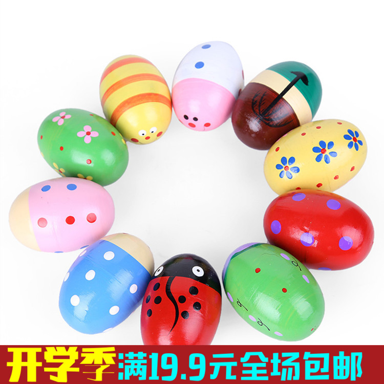 Baby wooden cartoon sand sand ball Olf percussion instrument kindergarten early education teaching tool rocking sand bell toy