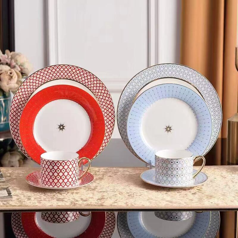 European-Style Royal Porcelain Light Luxury Office Coffee Cup and Saucer, Household Large and Small Plates, Afternoon Tea Set, Mug Set