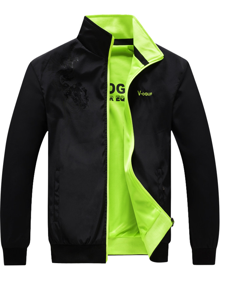 Spring and Autumn Men's Single-Layer Sports Jacket, Reversible Jacket, Sportswear, Autumn Youth Casual Outerwear, Windproof