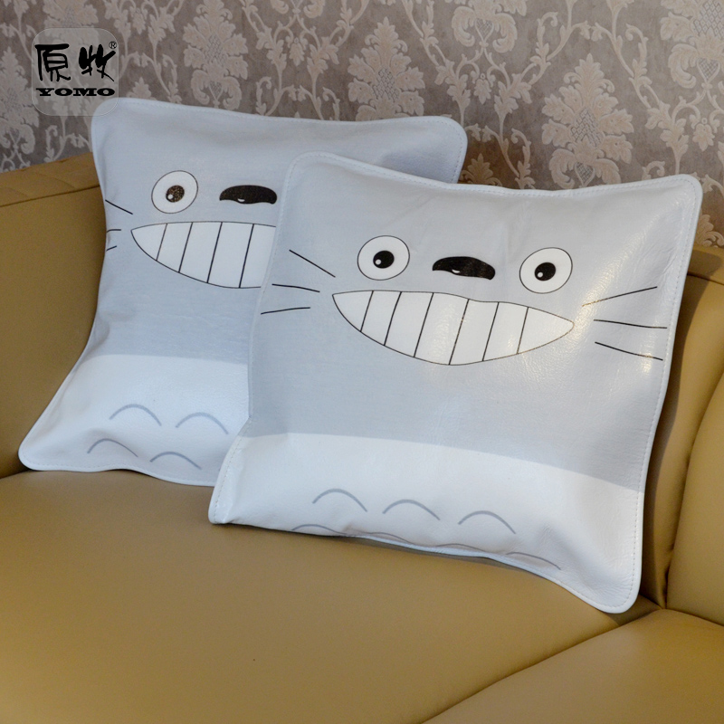 Original Shepherd Layer Buffalo Leather Hug Pillow Cover Summer Breathable Genuine Leather Leaning Pillow Cover Car Waist Pillow Colored Drawing With Pillow Cover