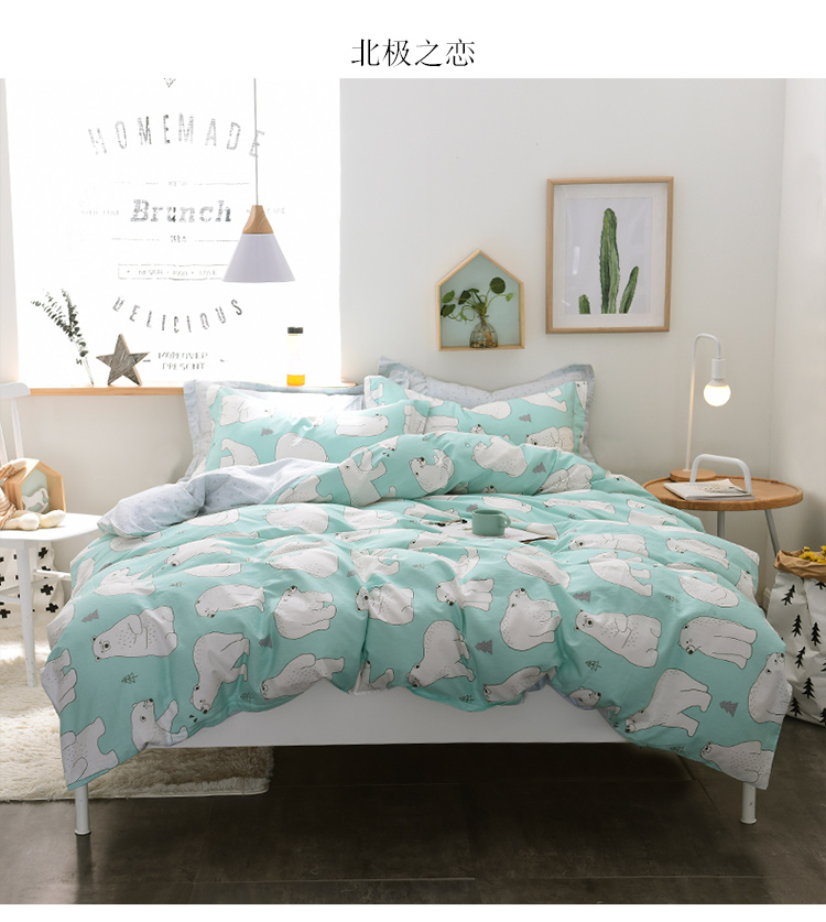 Ins xương rồng Bắc Âu gió đơn giản cotton đôi 4 bốn bộ giường cotton ký túc xá sinh viên ba mảnh