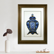 Xiang embroidery blue and white porcelain bottle still life hanging painting pure hand embroidery boutique